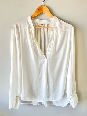 Zadig & Voltaire TINK Satin Tunic Blouse in Off-White Size Large -Quiet Luxury